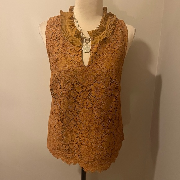 J Crew Burnt Umber Lace Sleeveless Top, size 8 - Picture 2 of 9